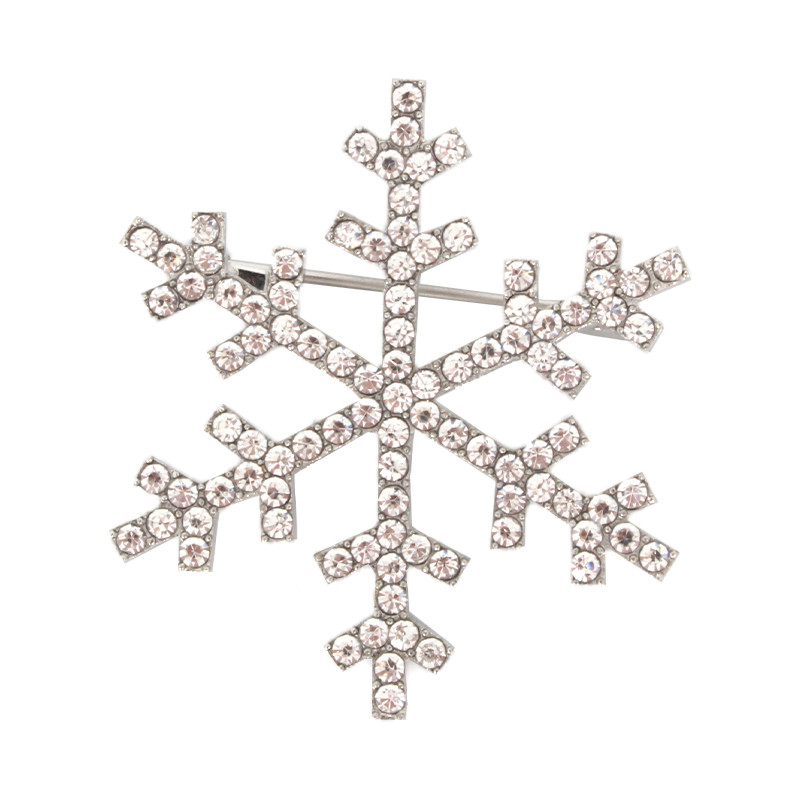 رقاقات الثلج الفضية الجميلة مع بروش الماس