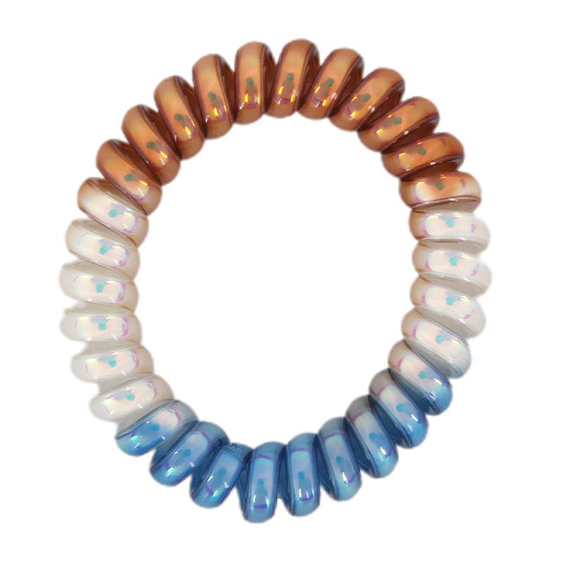 Beautiful Wihte And Brown And Blue Round Telephone Hair Rope
