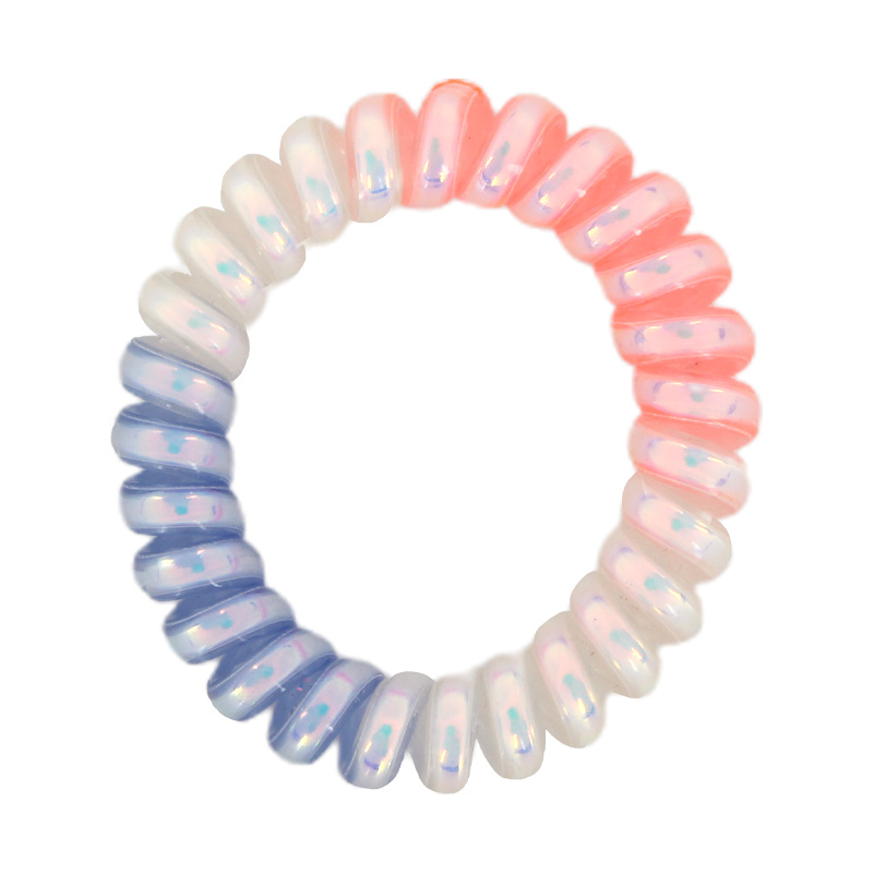 Beautiful Wihte And Pink And Blue Round Telephone Hair Rope