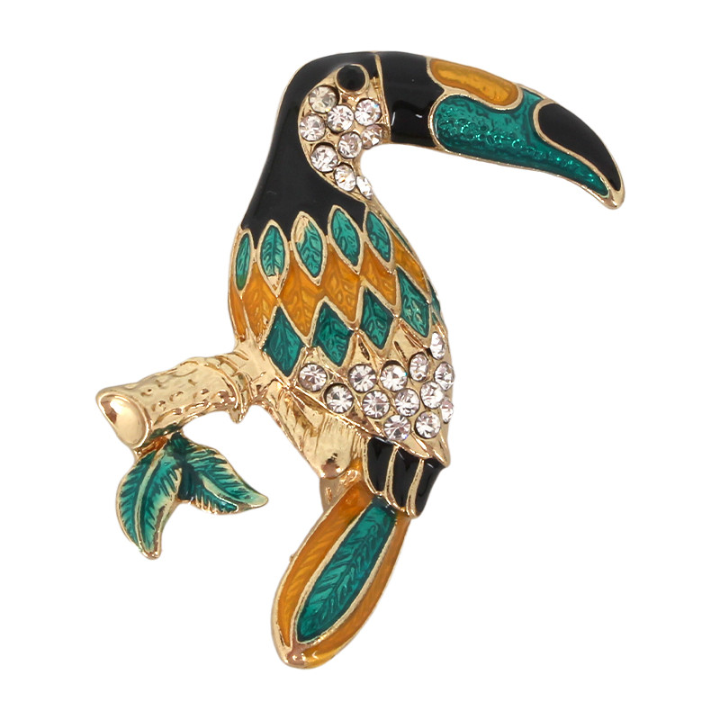 Big-mouthed Parrot With Diamonds Brooch