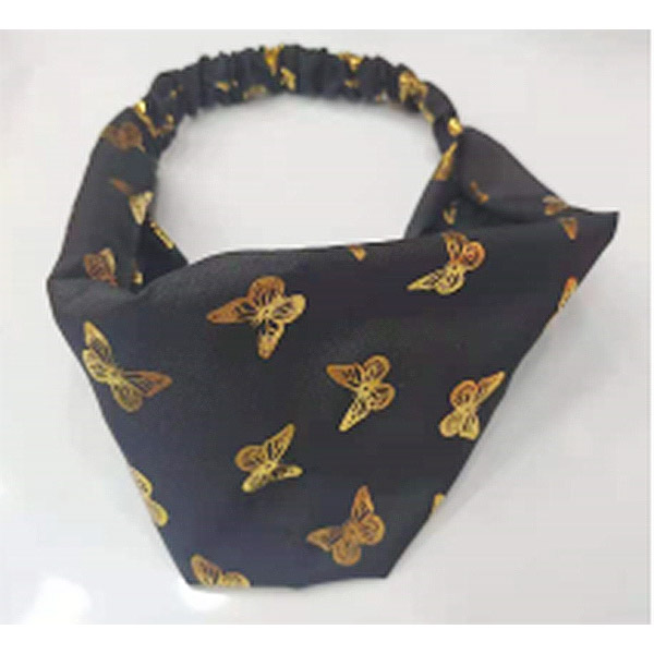 Black Hairband With Gold Butterfly Hairband