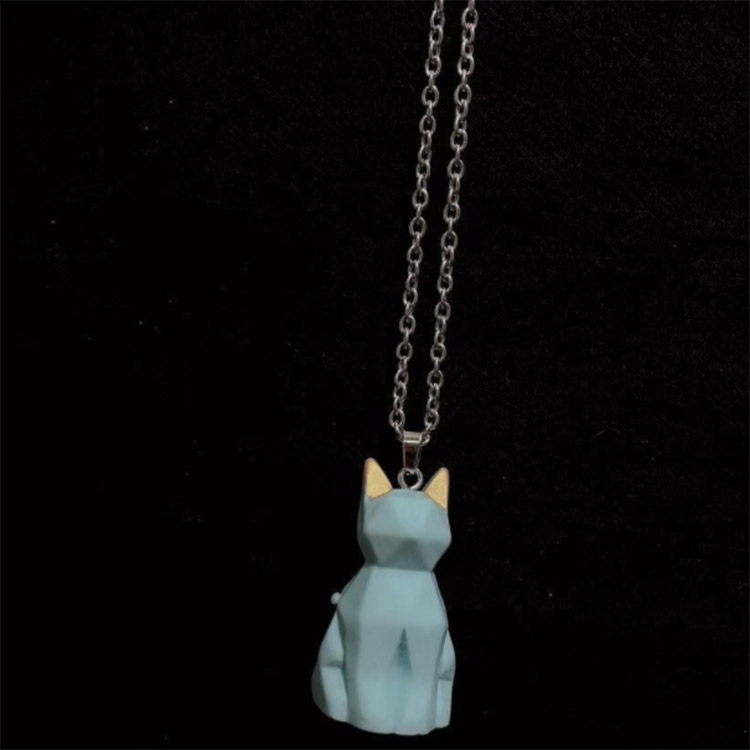 Blue Faceless Cat Necklace