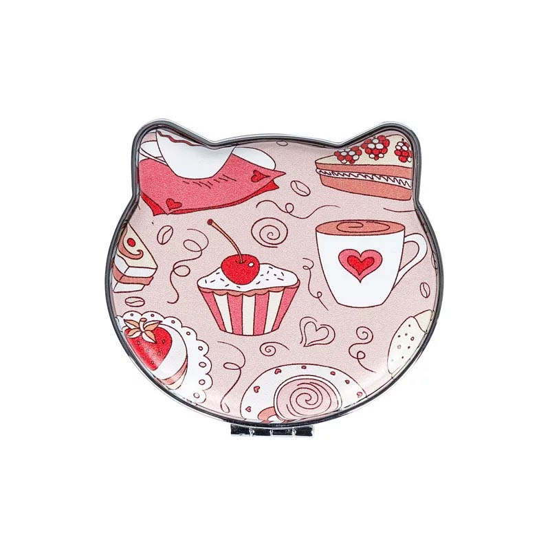 Cat Ear Shaped Cosmetic Mirror With Print