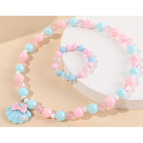 Children's Necklace Decorated With Colorful Beads And Shells