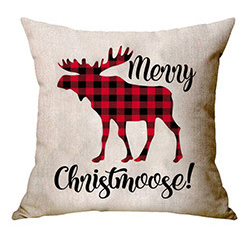 China Christmas Elk Cotton Linen Square Throw Waist Pillowcase Decorative Cushion Cover