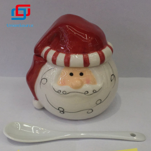 China Hand Painted Christmas Santa Design Ceramics Storage Container With Lid Candy Ceramic