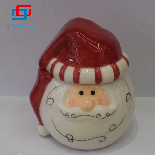 China Hand Painted Christmas Santa Design Ceramics Storage Container With Lid Candy Ceramic - 1