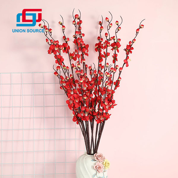 Flores artificiales de ciruela de invierno de estilo chino para la decoración del hogar