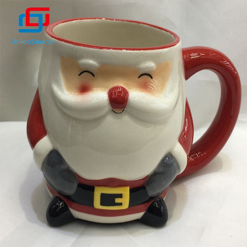 Christmas Ceramic Cups Red Coffee Cup Santa Pattern Mug - 0 