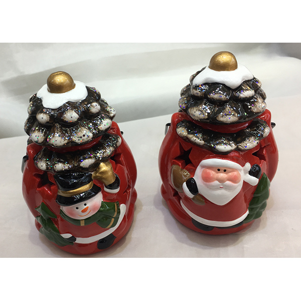 Dekorasi Natal Keramik Led Ornamen Hanging Keramik Santa Up - 2