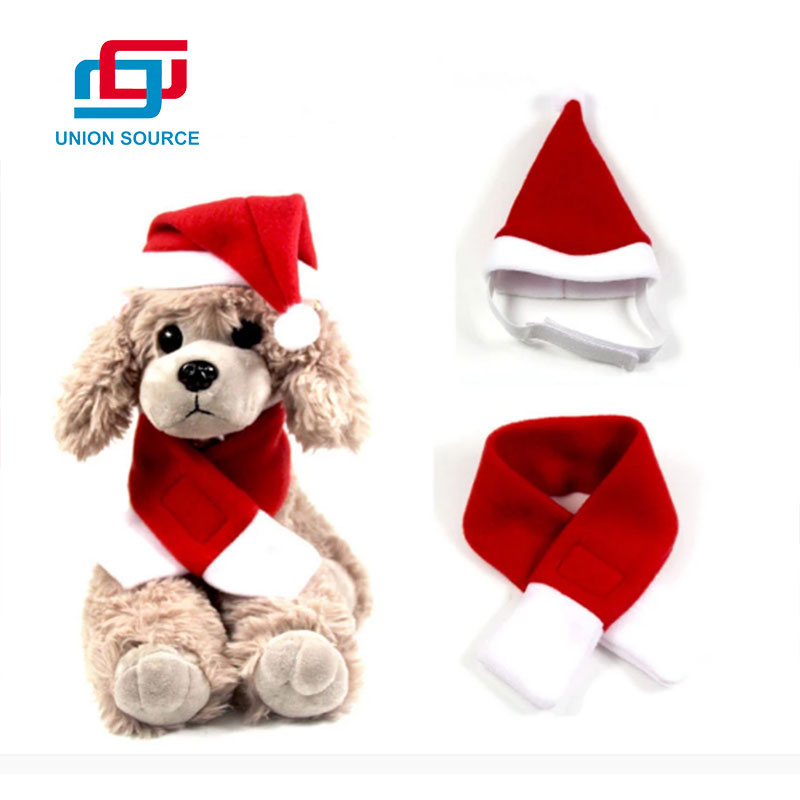 Jul Hat Pet Cat Dress Set Red Christmas Scarf And Hat - 0 
