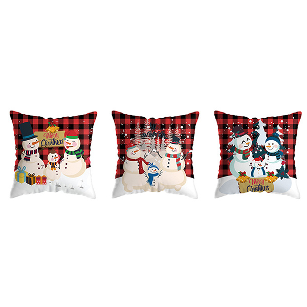 Christmas Snowman Pattern Pillow Cushion Square Home Decor Pillowcase - 0