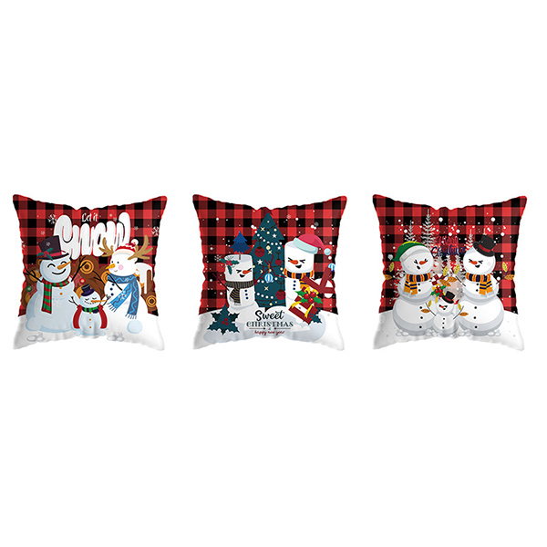 Christmas Snowman Pattern Pillow Cushion Square Home Decor Pillowcase - 1