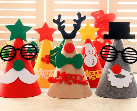 Topi Natal Non-dirajut Topi Kain Kanggo Taman Kanak-kanak lan Supermarket - 3