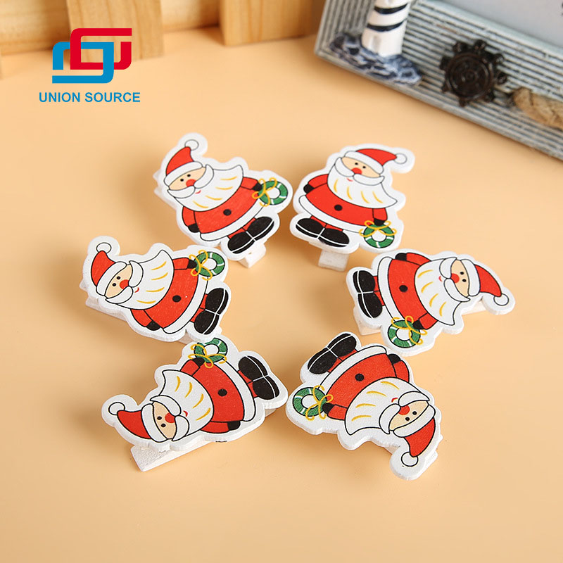 Christmas Wooden Clip With Rope 6pc/Set