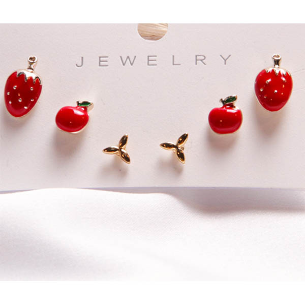 Clover Cherry Strawberry Alloy Earrings