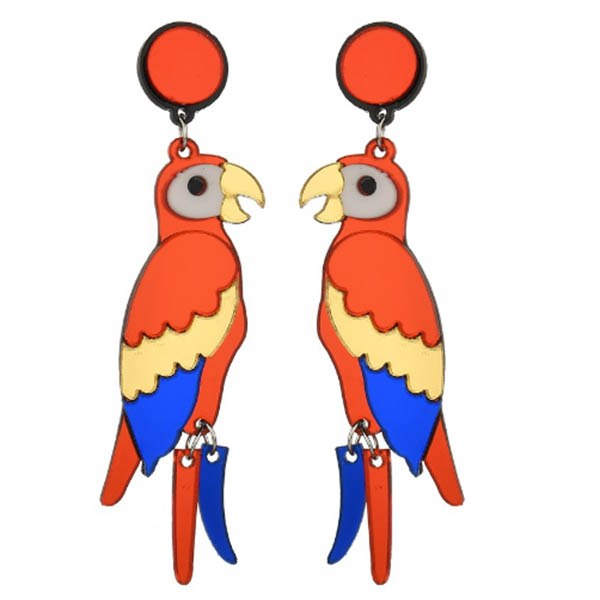 Färgade papegojformade örhängen