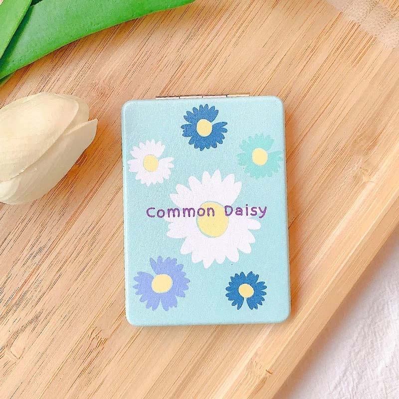 Common Daisy Square Makeup Mirror With Blue Background