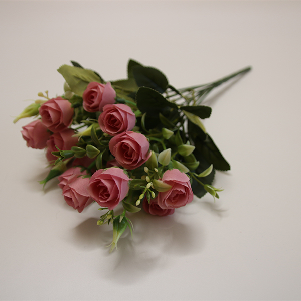 Konkurenční cena 5 větví 10 hlav Kytice růžových pupenů pro domácí dekoraci - 2