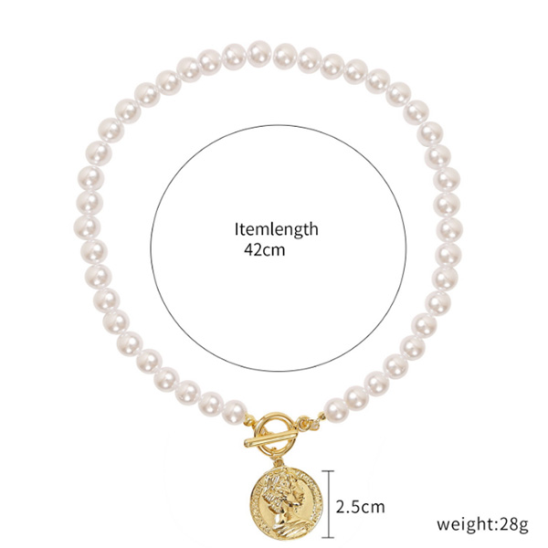Complete Pearl And Golden Coin Pendant