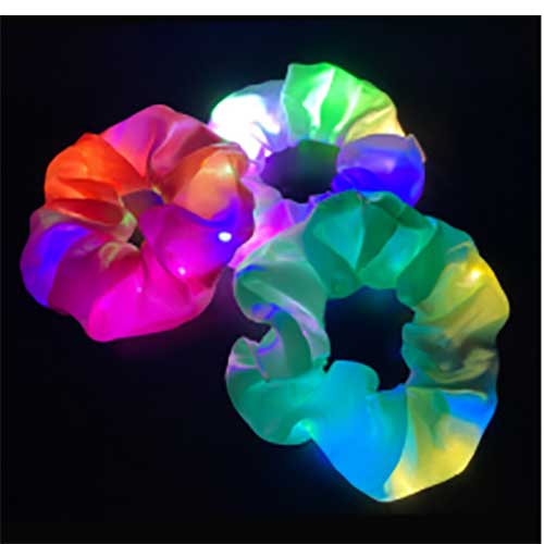 Creative Bright Color Led Light Satin Hair Rings Rope Ponytail Holder Light Up Glowing Hair Scrunchies Hair Ring Accessories