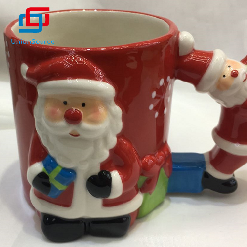 Creative Christmas Ceramic Cartoon Cute Santa Coffee Milk Mug Cup Without Lid Cup For Sale - 0