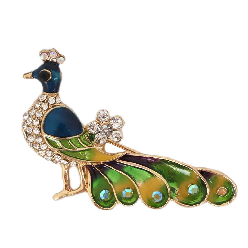 Cute Peacock With Diamonds Brooch