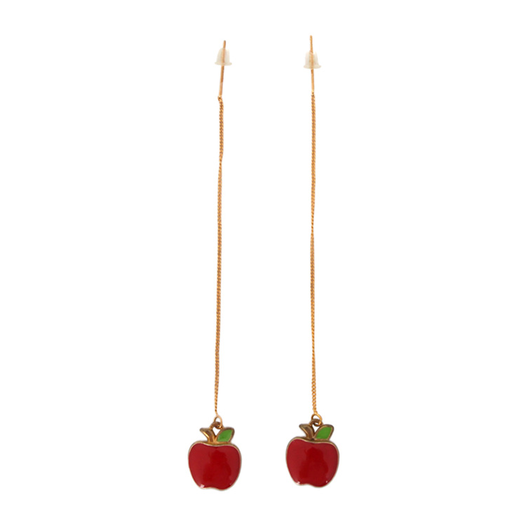 Cute Red Apple Earrings - 0