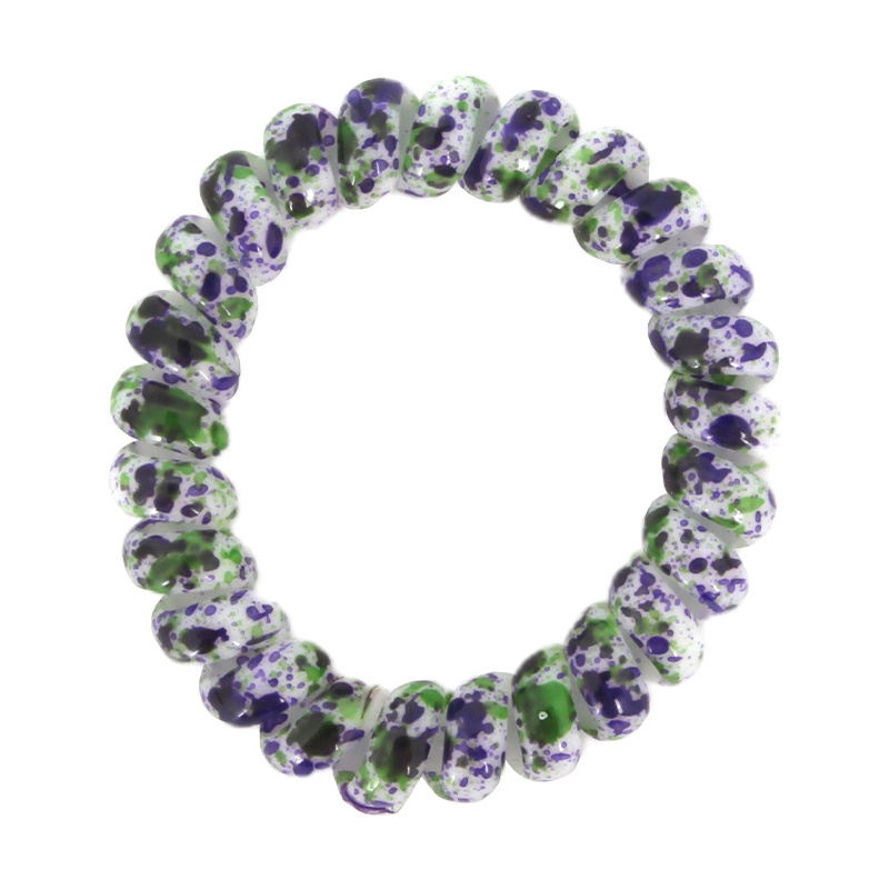 Dense Green And Purple Spots Round Telephone Hair Rope