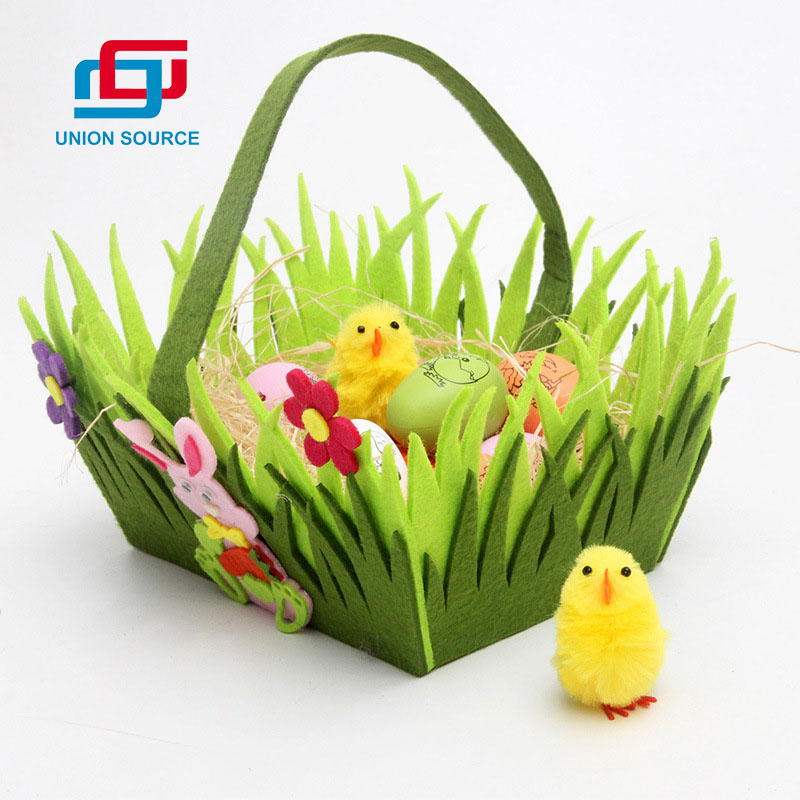 Bolsa de fieltro de Pascua con diseño de hierba para decoración del hogar