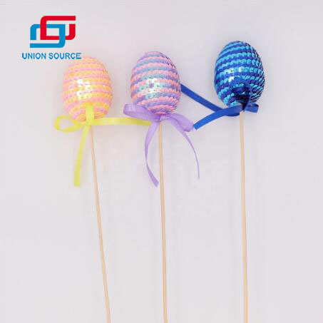Easter Foam Sequins Egg 6pc/Set With Wood Stick