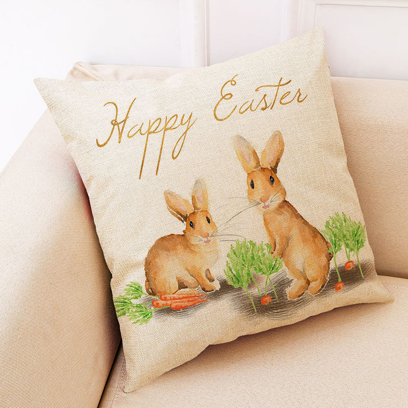 Easter Imitation Linen Pillow Cover - 3 