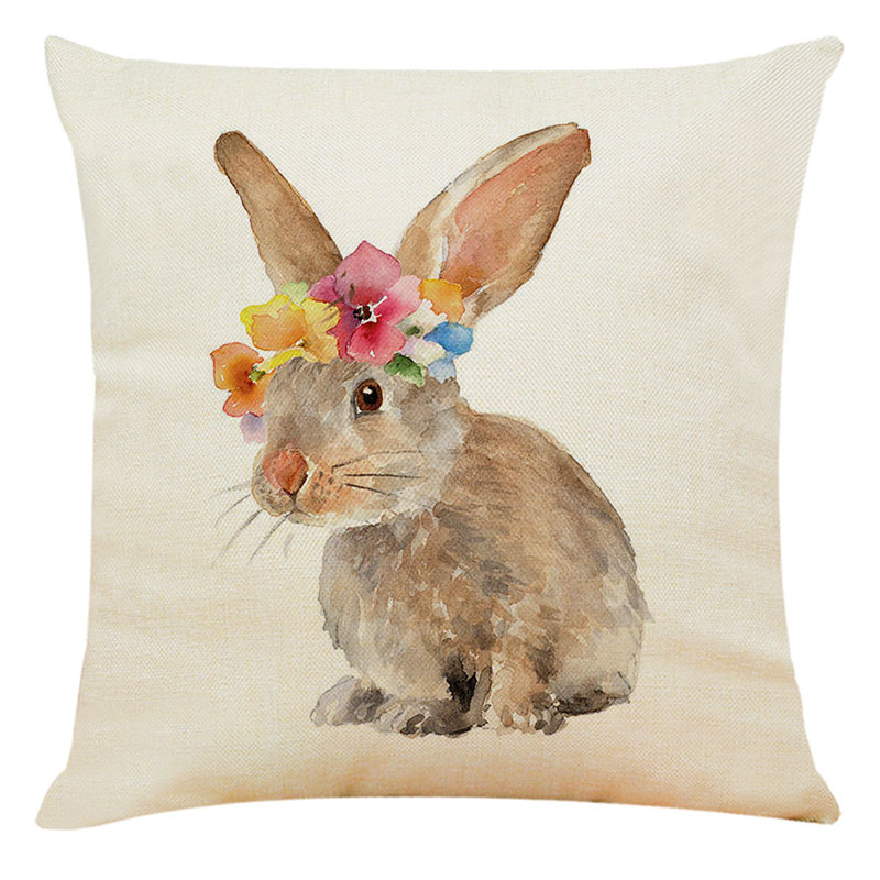 Easter Imitation Linen Pillow Cover - 4 