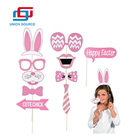 Easter Party Photo Booth Props Kit for Easter Egg Hunt Bunny Baby Chick Party Accessories - 0