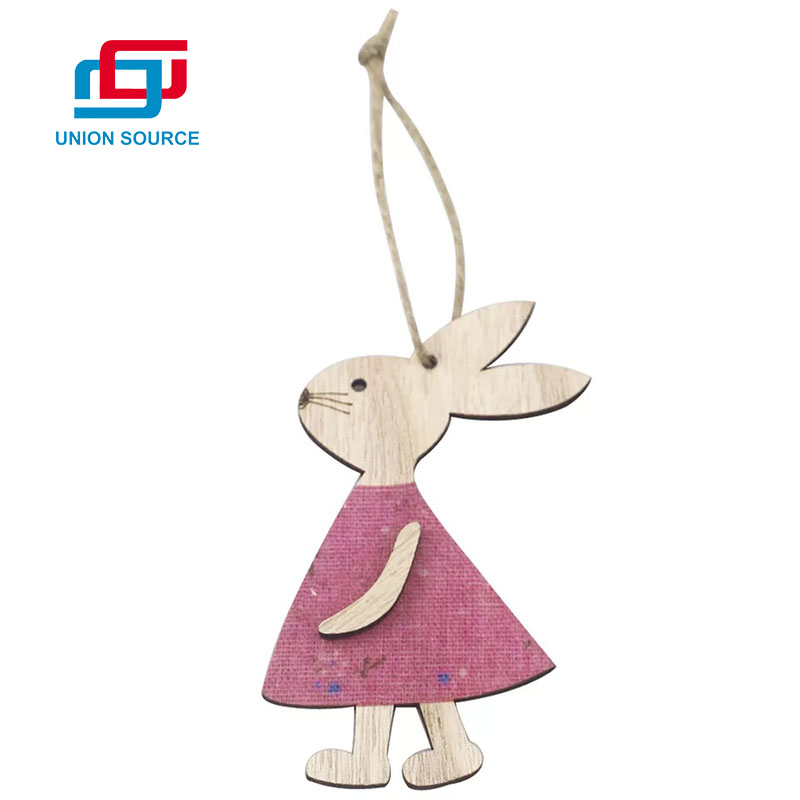 Velikonoční králík ve tvaru dřevěné závěsné dekorace - 0