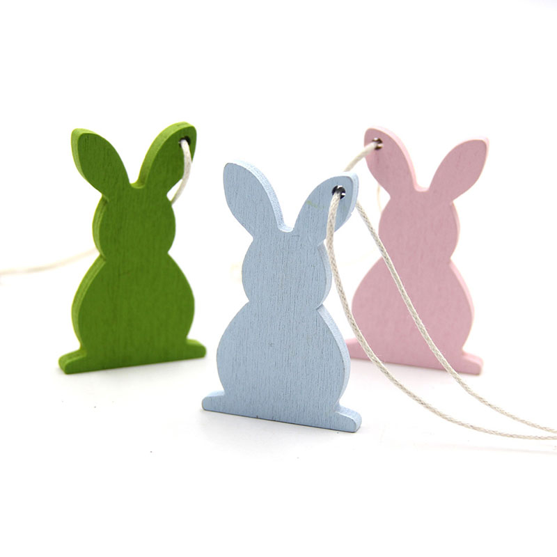Hängende Dekoration der hölzernen Ostern mit Kaninchenform - 1 