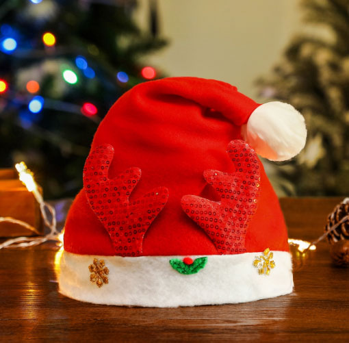 Tovární cena Červená non-wowen vánoční čepice pro dospělé - 2