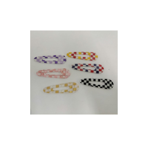 Fashion Candy Color Checkerboard Color Matching Hollow Checkerboard Triangle Hairpin - 0 