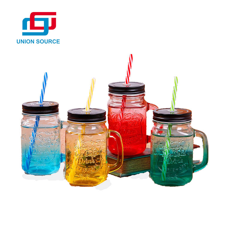 Bicchiere di vetro con cannuccia personalizzato design diverso - 0 