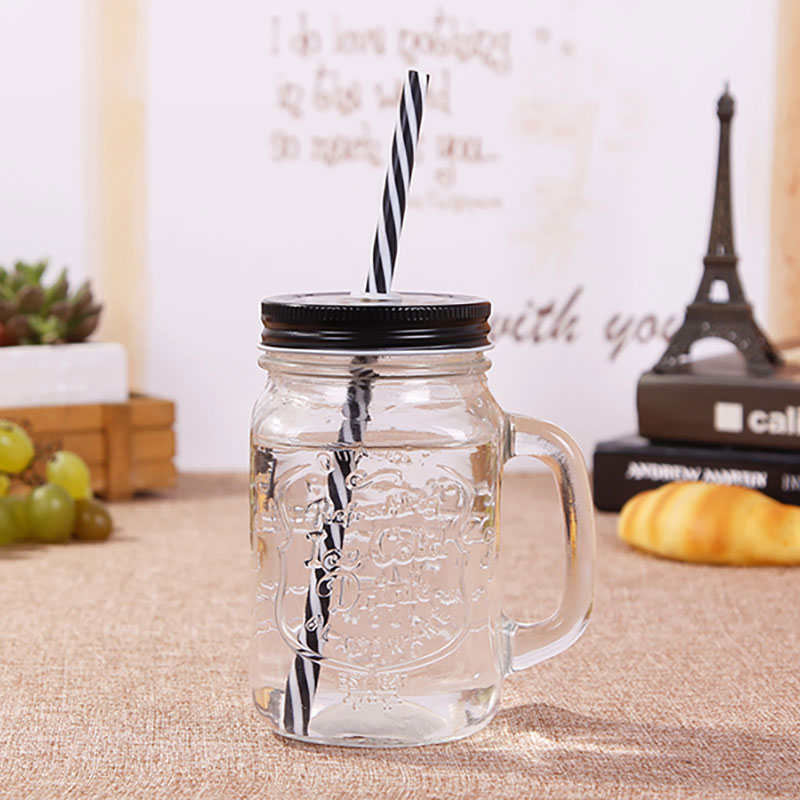 Glass Cup With Straw Customized Different Design - 1