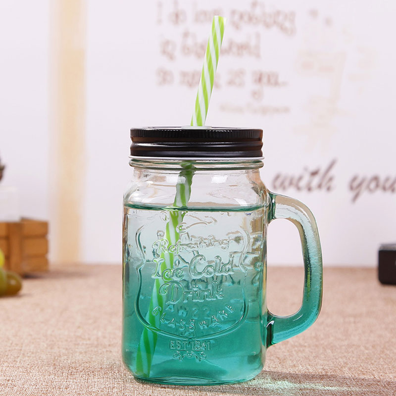 Glass Cup With Straw Customized Different Design - 4