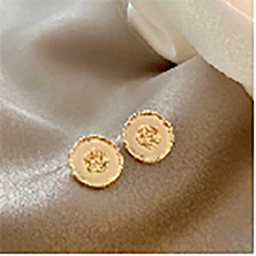 Gold Plated Personalized Big Large Gold Custom Button Earrings