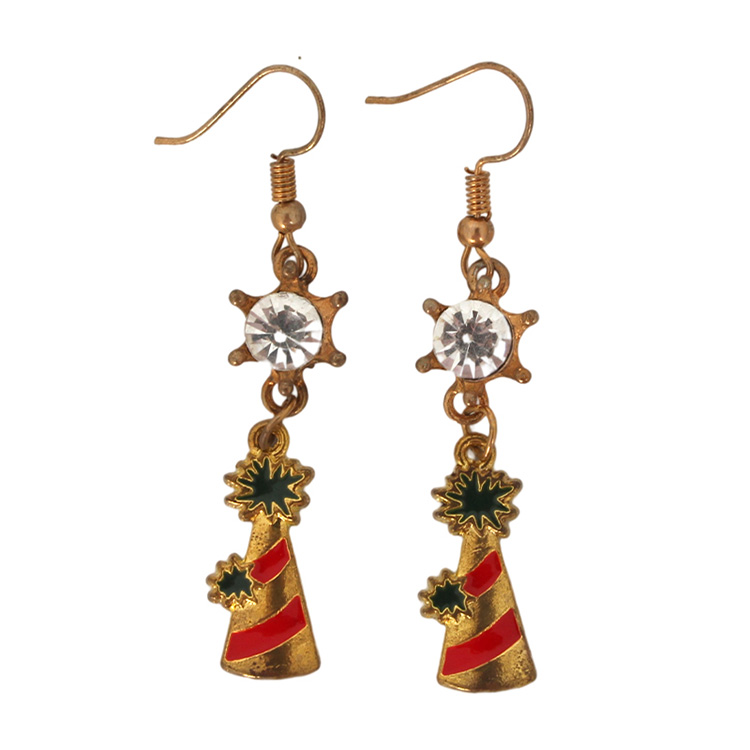 Golden Christmas Tree With Diamond Earrings