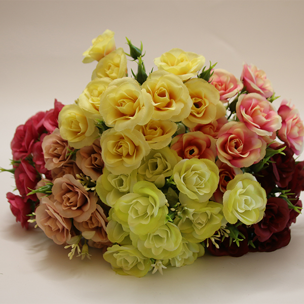 Kvalitní kytice z perské růže s 5 hlavami, umělé květiny pro použití jako dekorace - 3
