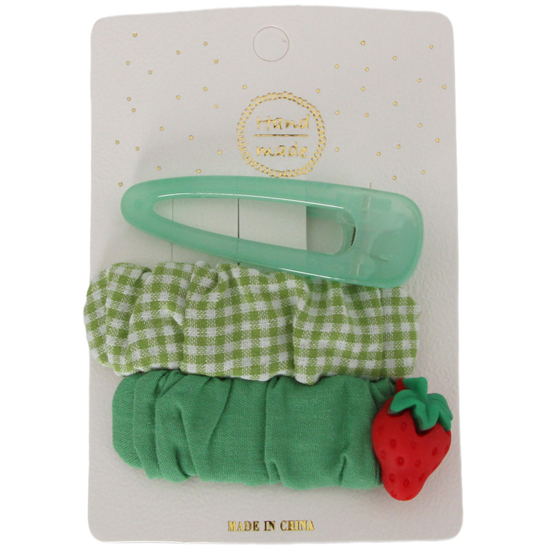 Green Series Strawberry Hairpin With Cloth