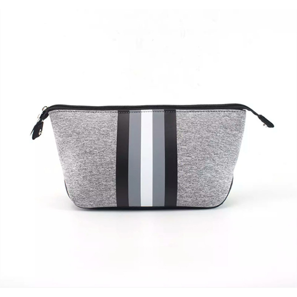 Grey Cosmetic Bag With Metal Zipper