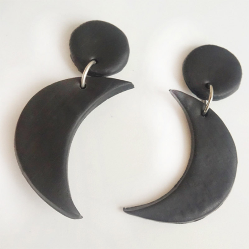 Halloween Black Moon Shaped Earrings
