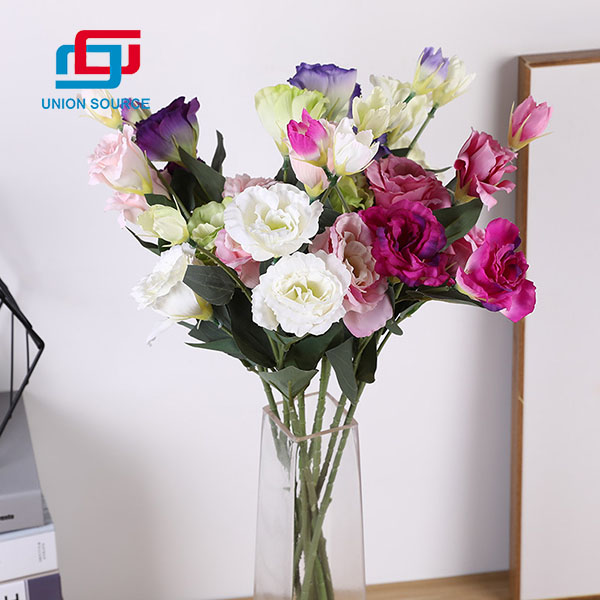 Flores artificiais de 4 cabeças de alta qualidade Flores Eustoma para uso doméstico