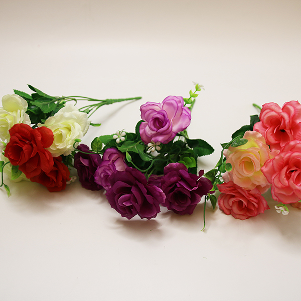 Flores artificiales de alta calidad de 6 ramas de primavera rosa flores para la decoración del hogar - 2 
