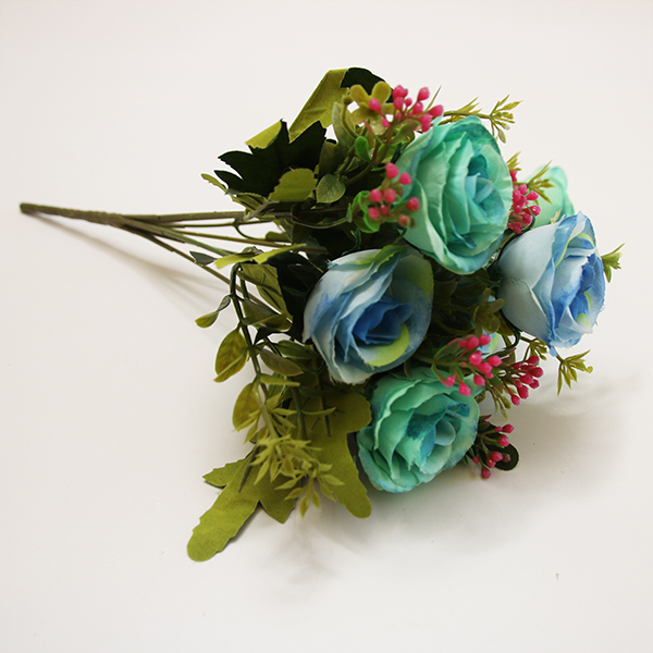 Kiváló minőségű 7 fejű olajfestmény rózsacsokor magas szimulációs virágok otthoni és esküvői célokra - 2